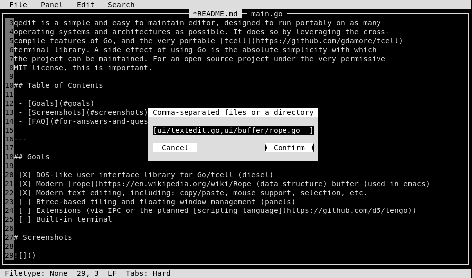 Showing the "Open files" dialog.